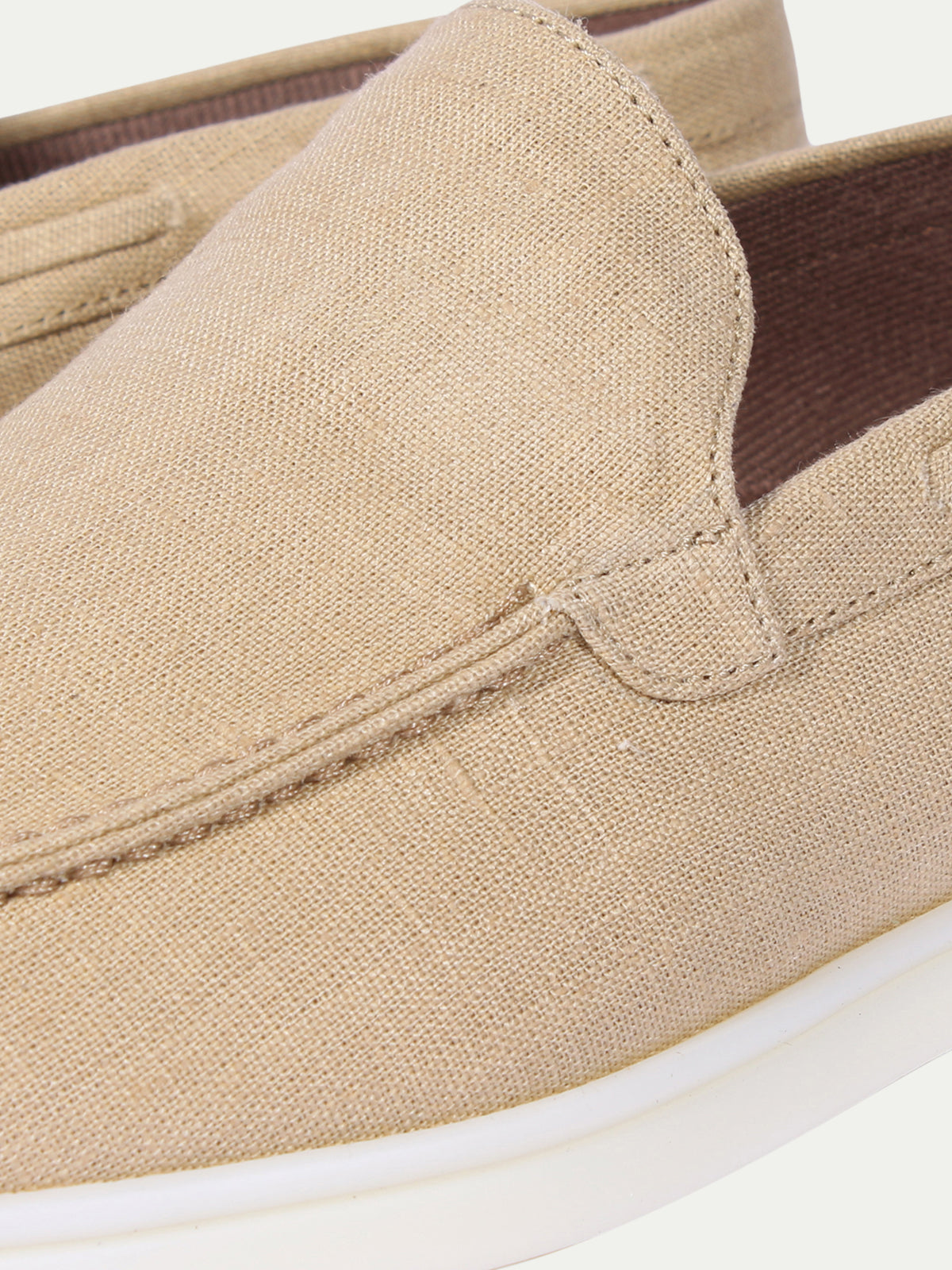 Beige Linen Yacht Loafers